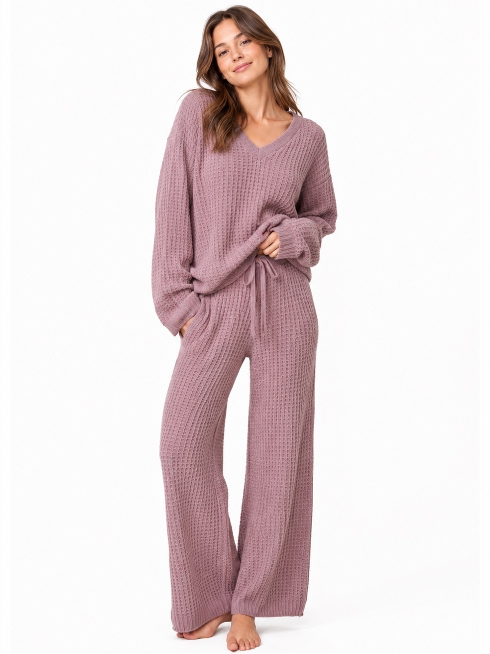 Softies Marshmallow Waffle Lounge Set Purple Cozy Set L NWT
